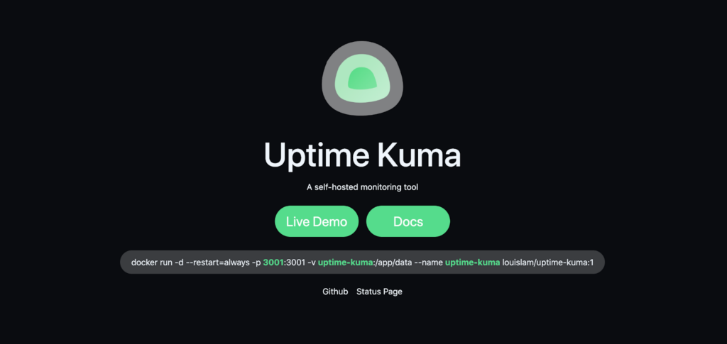uptime kuma homepage ;